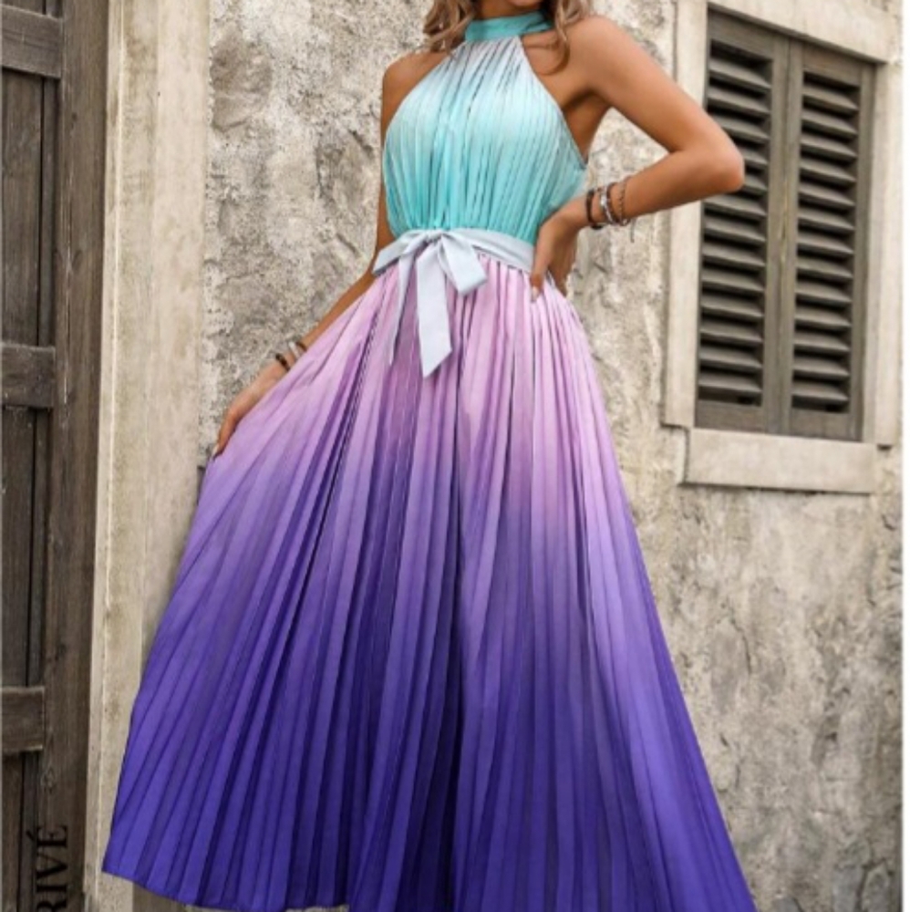 SHEIN Gradient Maxi Dress - Blue, Pink, Purple